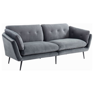 Divani Casa Cody Modern Polyester Fabric & Metal Upholstered Sofa in Dark Gray