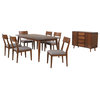 8-Piece 78" Rectangular Dining Table Set, Padded Fabric Seats, Server