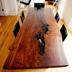 Live Edge Claro Walnut Slab Dining Table - Dining Tables