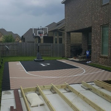 Sports Court Flooring Project - Outdoor Custom Basketball Court with a logo