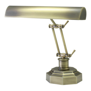 Adjustable Metal Bankers Desk Lamp with Glass Shade (Brass)