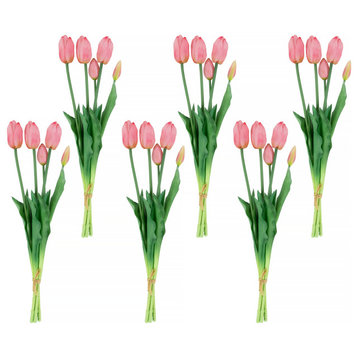 Set of 6 Pink Tulip Artificial Floral Bundles  18"