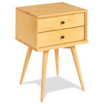 Eco-Flex Furniture LLC - Mid-Century Night Stand, Scandinavian Oak - Mid-Century Modern design combines functionality with sleek lines and geometric forms that offers a simple sophistication to any modern space. Camaflexi's Mid-Century Modern Night Stands are constructed of solid wood with a protective finish that highlights the natural beauty of the wood grains. These 2 drawer night stands are the perfect complement to our Mid-Century Modern Bed Collection. In keeping with the clean simplistic design element of the beds, these night stands feature round tapering legs and minimalist ornamentation. The night stand feature two drawers for ample bed side storage. The drawers are equipped with metal roller glides with safety stops for smooth and effortless motion. The Mid-Century Modern Night Stands are available in two distinct finishes, Bright White and Castanho Brown. Customize your space with the natural simplicity and beauty found in these Mid-Century Modern Night Stands!