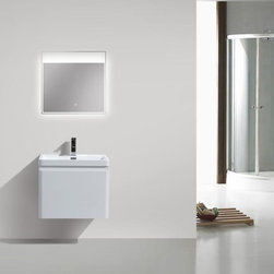 Wall Mount Modern Bathroom Vanity with LED Mirror - Bathroom Vanities And Sink Consoles