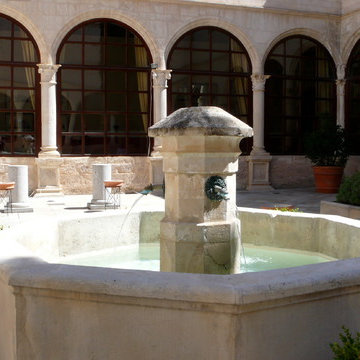 Patio layout showcasing our unique stone elements in architectural settings.