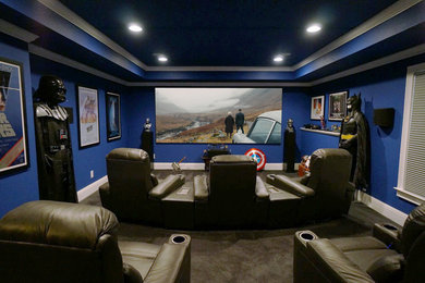 Example of a transitional home theater design in Atlanta