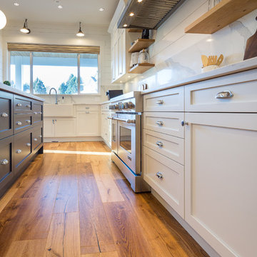 Custom White and Navy Kitchen in White Rock