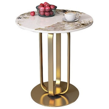 Golden Small European-style Coffee Table, White, Dia23.6"