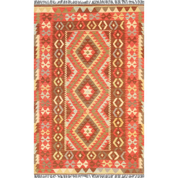 Pasargad Home Vintage Kilim Collection Multi Lamb's Wool Area Rug, 3'3"x5'1"