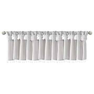 100% Polyester Lightweight Faux Silk Valance With Beads, MP41-6330