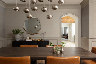 Example of a transitional dining room design in Boston