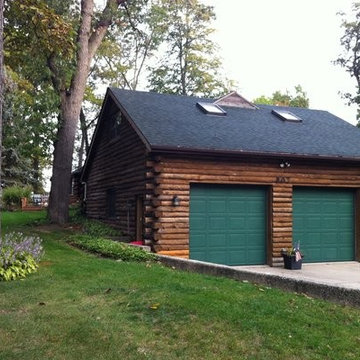 Exterior Staining - Two Car Log Cabin Garage