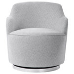 Uttermost - Uttermost Hobart Casual Swivel Chair - Casually Sloped For Maximum Comfort, This Accent Chair Is Tailored In Light Gray With Charcoal Graining. Rests On A Stainless Steel Plinth Swivel Base, Finished In Polished Nickel. Seat Height Is 18".