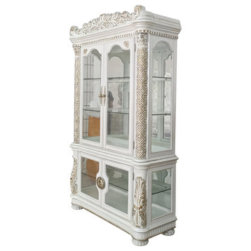 ACME Vendome Curio Cabinet in Antique Pearl Finish