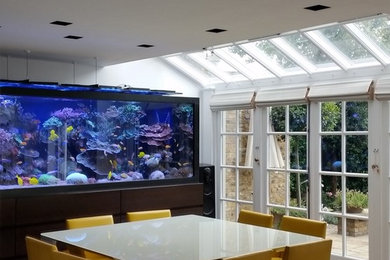 Modern dining room in London.