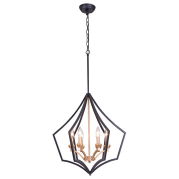 Freine 21" 6-Light Gold and Black Finish Chandelier With Light Kit