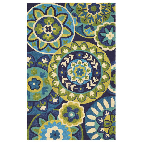 Couristan Covington Rip Tide Indoor/Outdoor Area Rug, Ocean-Green, 5'6"x8'