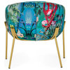 Larra Contemporary Floral Velvet and Gold Accent Chair