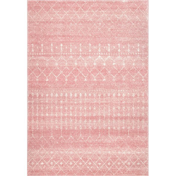 Moroccan Blythe Contemporary Area Rug, Pink, 4'x6'