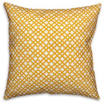 Yellow Lattice Pattern Throw Pillow Cover, 16"x16"