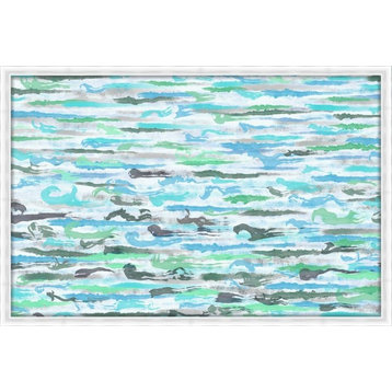 "Waves with turquoise ", Decorative Wall Art, 61.75"x41.75"