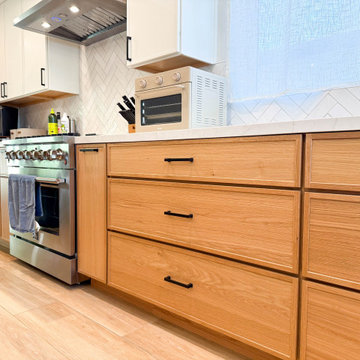 Two-Tone Simplicity: White Slim Shaker & Oak Fusion | Mission Viejo