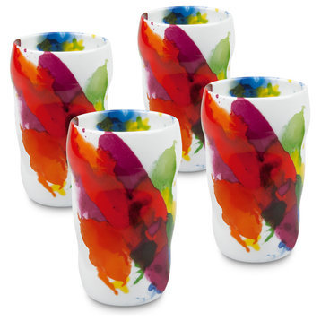 Set of 4 On Color Double Walled Grip Mugs