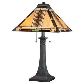 Quoizel TFNO6325VA Navajo 2 Light Table Lamp in Valiant Bronze