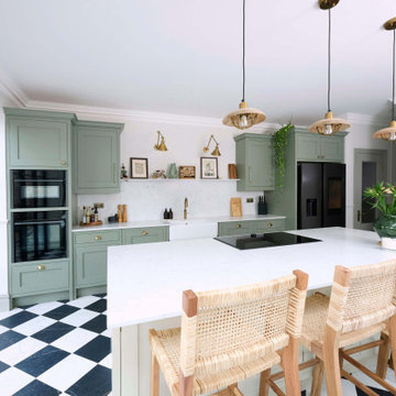 Sage Green Shaker Kitchen in Ealing