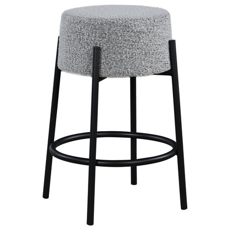 Avalon Boucle Fabric Upholstered Stool, Grey, Counter Stool