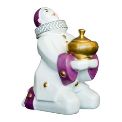 French Harlequin Ceramic Ink and Pen Stand by Aladin - Desk Accessories