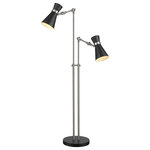 Z-Lite - Z-Lite 728FL-MB-BN Soriano 2 Light Floor Lamp in Brushed Nickel - A character-rich studio theme shapes industrial influence that adds casual elegance to this matte black finish steel two-light floor lamp. This lamp features a touch controlled shade with thrree levels; high, low and off. Dress up a living room or office space with this tasteful fixture trimmed with brushed nickel finish steel. This sleek two-light fixture reflects the heart of romantic industrial charm.