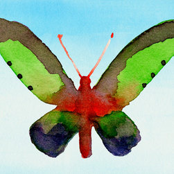 Butterfly Purple And Green Watercolor Painting - Fine Art Prints