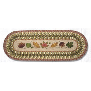 Earth Rugs OP-24 Autumn Leaves Oval Patch Runner 13" x 36"