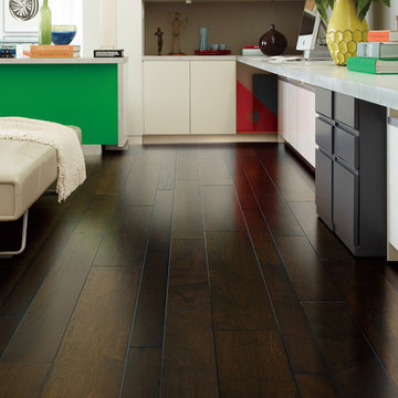 Random-Width and Wire-Brushed Walnut Flooring. Monette