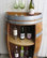 Split Barrel Shelf, handcrafted with reclaimed wine barrel, 36"H x 26"W x 13"D