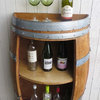 Split Barrel Shelf, handcrafted with reclaimed wine barrel, 36"H x 26"W x 13"D
