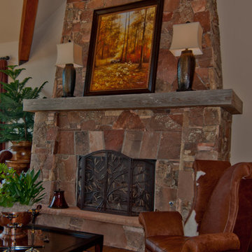 Weathered wood mantel