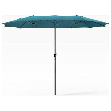 WestinTrends 9Ft Large Double Sided Twin Patio Market Table Umbrella w/Crank, Dark Green