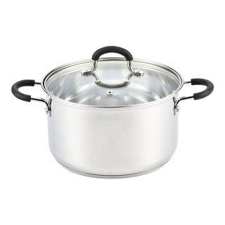 Cook N Home Stainless Steel Stockpot 8 Quart, Tri-Ply Clad Stock Pot with  Glass Lid, Silver 