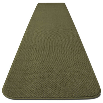 Skid-Resistant Carpet Runner Olive Green, 27"x12'