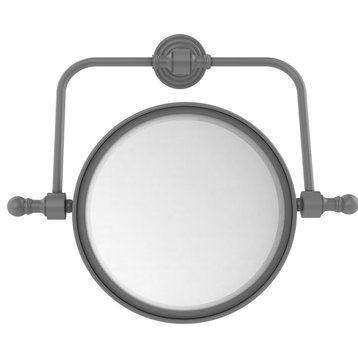 Retro Wave Wall-Mount Makeup Mirror, 8" Dia, 5X Magnification, Matte Gray