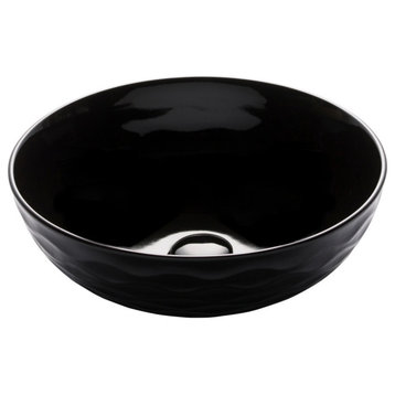 Viva Ceramic Round Vessel Bathroom Sink, Black