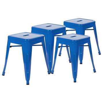 Flash Furniture 18" Stackable Metal Dining Stool in Royal Blue (Set of 4)