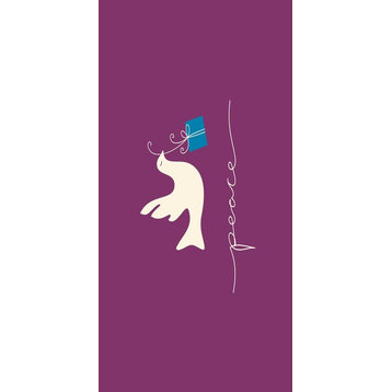 Peace Dove Decorative Holiday Animal Print Bath Towel, Purple