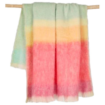 Rozco Peach, Pink and Mint Mohair Throw