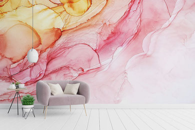 Abstract alcohol ink painting peel and stick murals wallpaper by Giffywalls