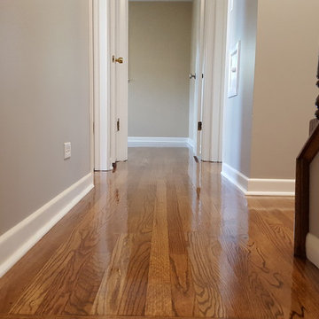 2 and 1/4 red  oak  select and better , special walnut stain from Dura Seal and