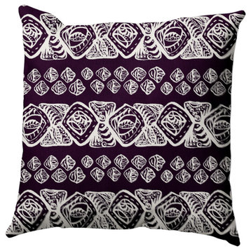 Tribal Geo Outdoor Pillow, Purple, 16"x16"