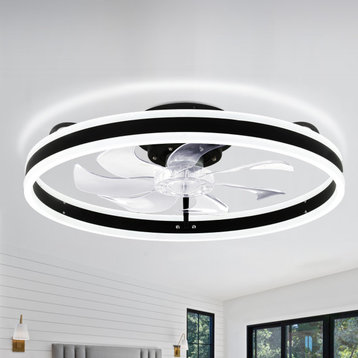 6-Speed Flush Mount Dimmable Ceiling Fan Reversible with Remote and APP Control